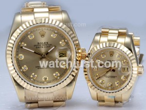 Replica Rolex Datejust Automatic Full Gold Diamond Markers